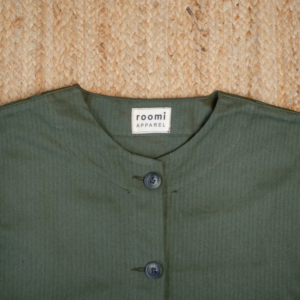 Levin Jacket | Green Herringbone Cotton