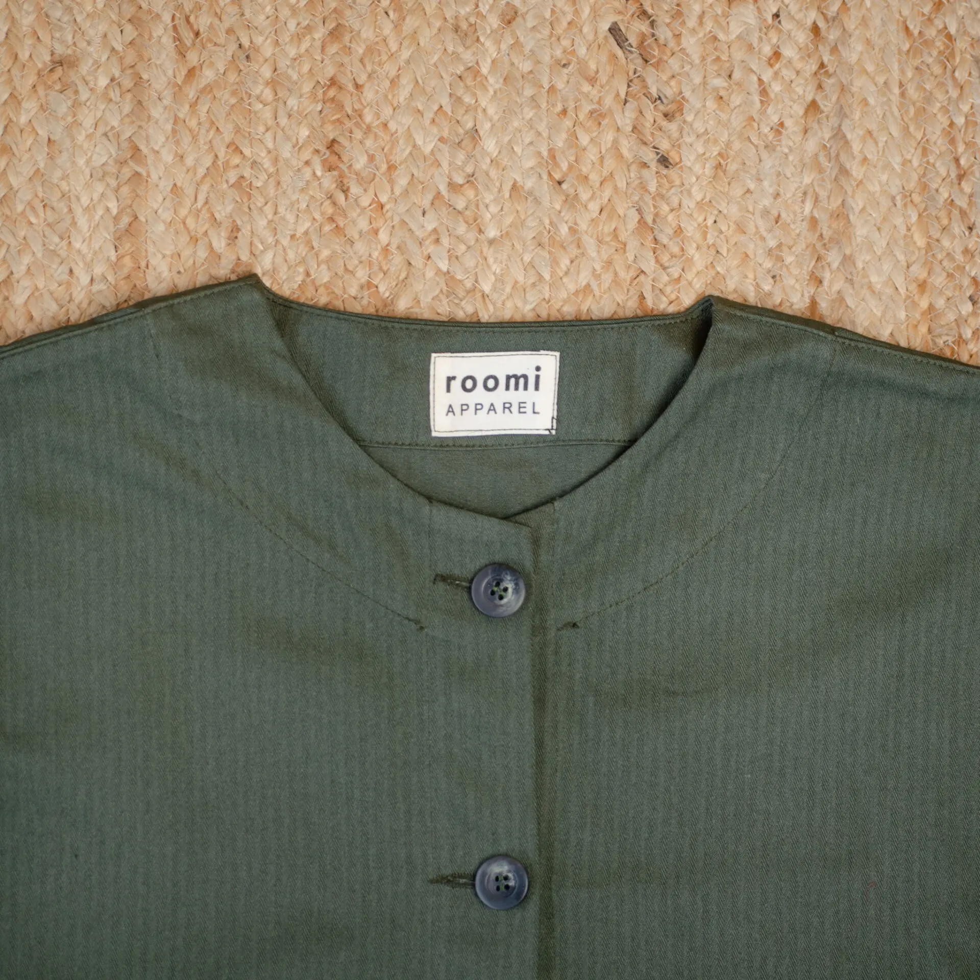 Levin Jacket | Green Herringbone Cotton - Image 2