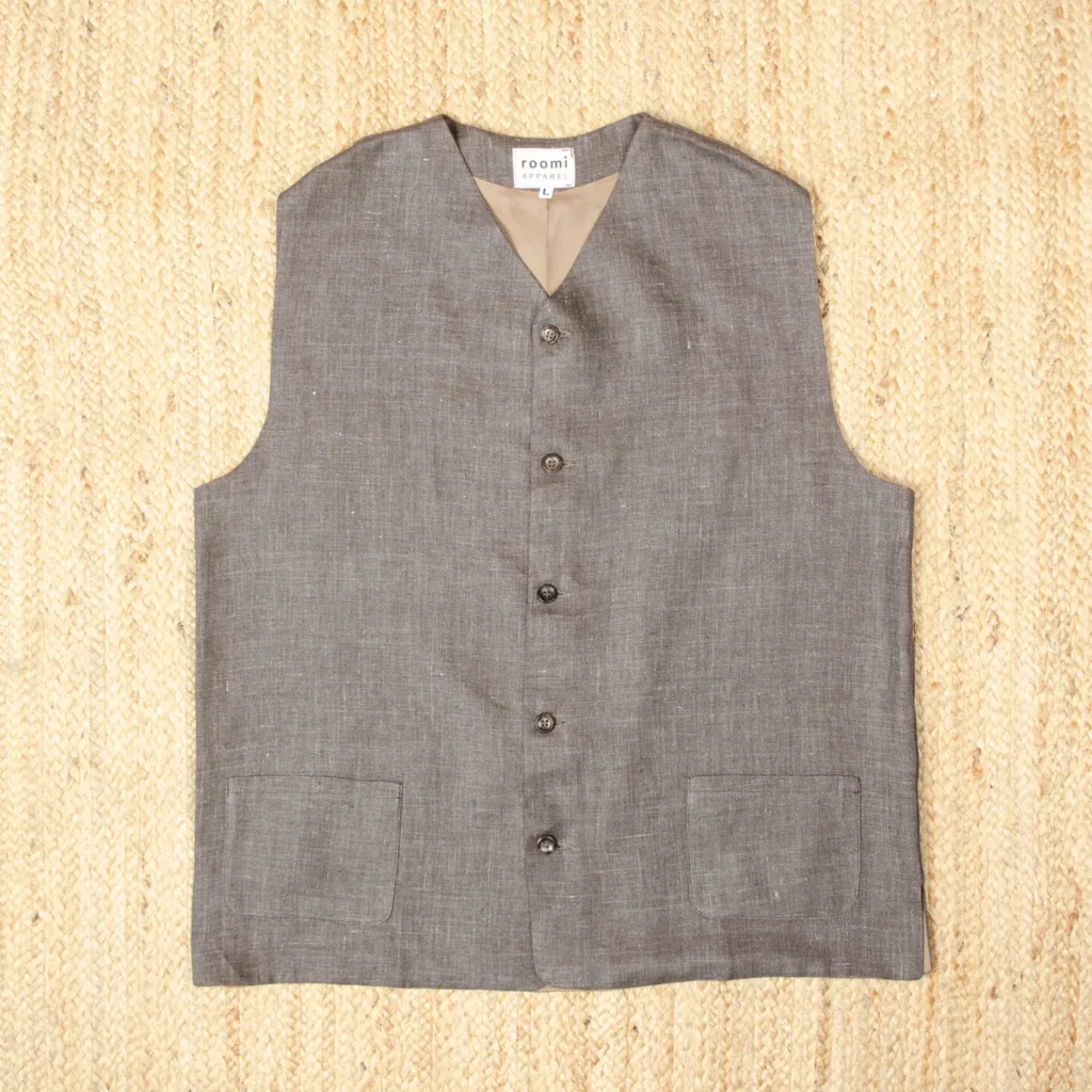 Kamali Waistcoat | Brown Irish Linen
