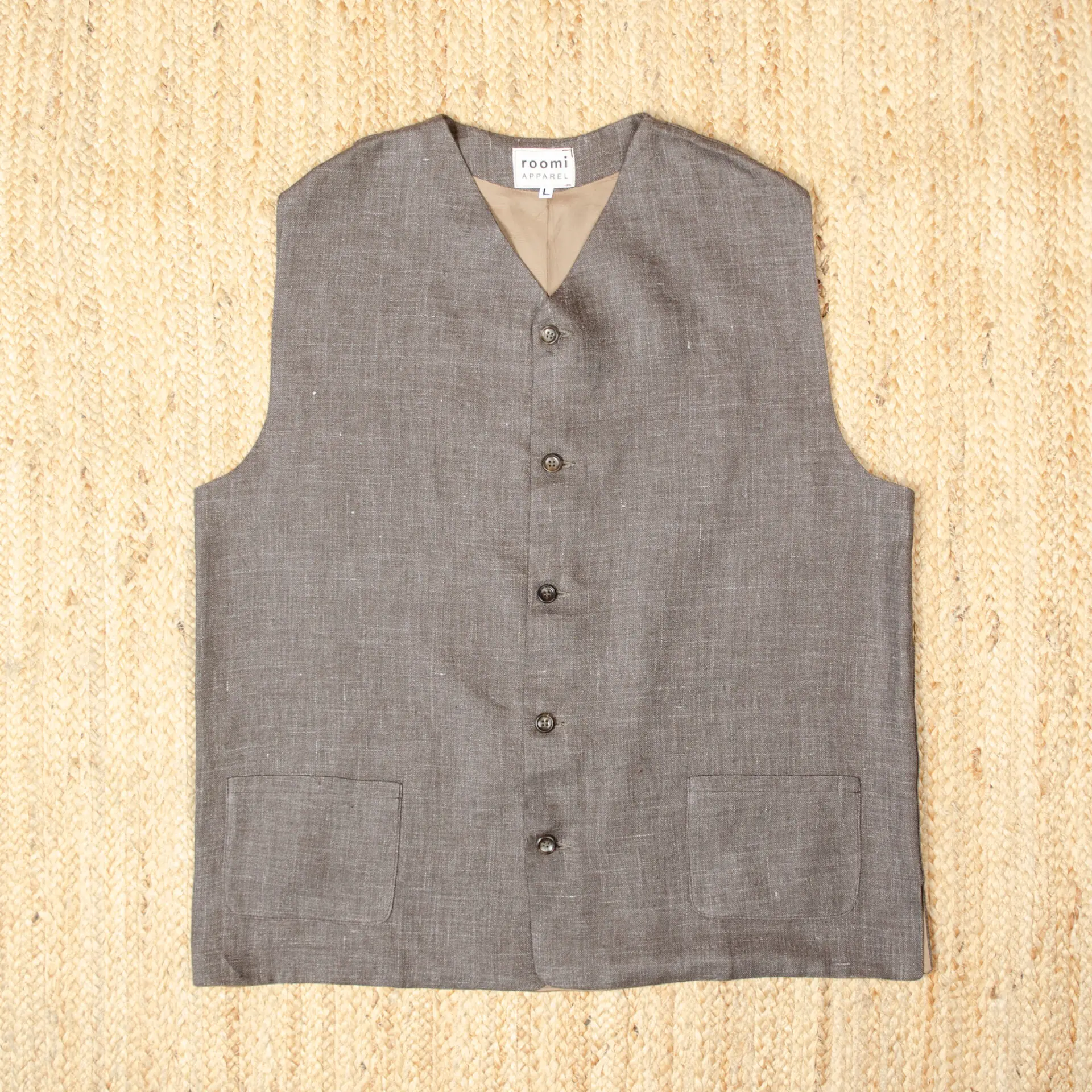 Kamali Waistcoat | Brown Irish Linen - Image 1