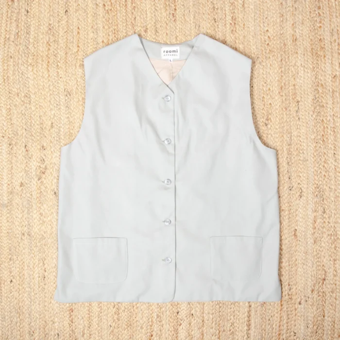 Kamali Waistcoat | Stone Moleskin Cotton - Image 1