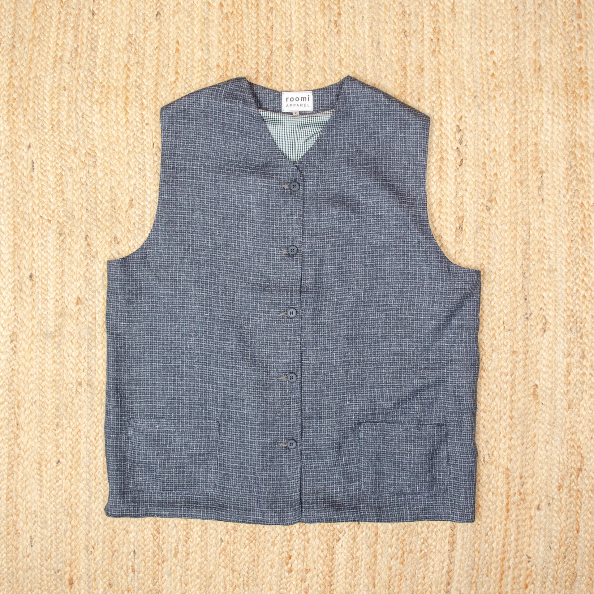Kamali Waistcoat | Grey Check Irish Linen - Image 1