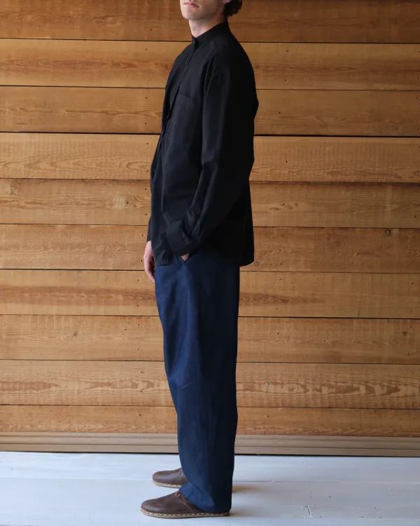 Panza Shirt | Black Handloom Cotton