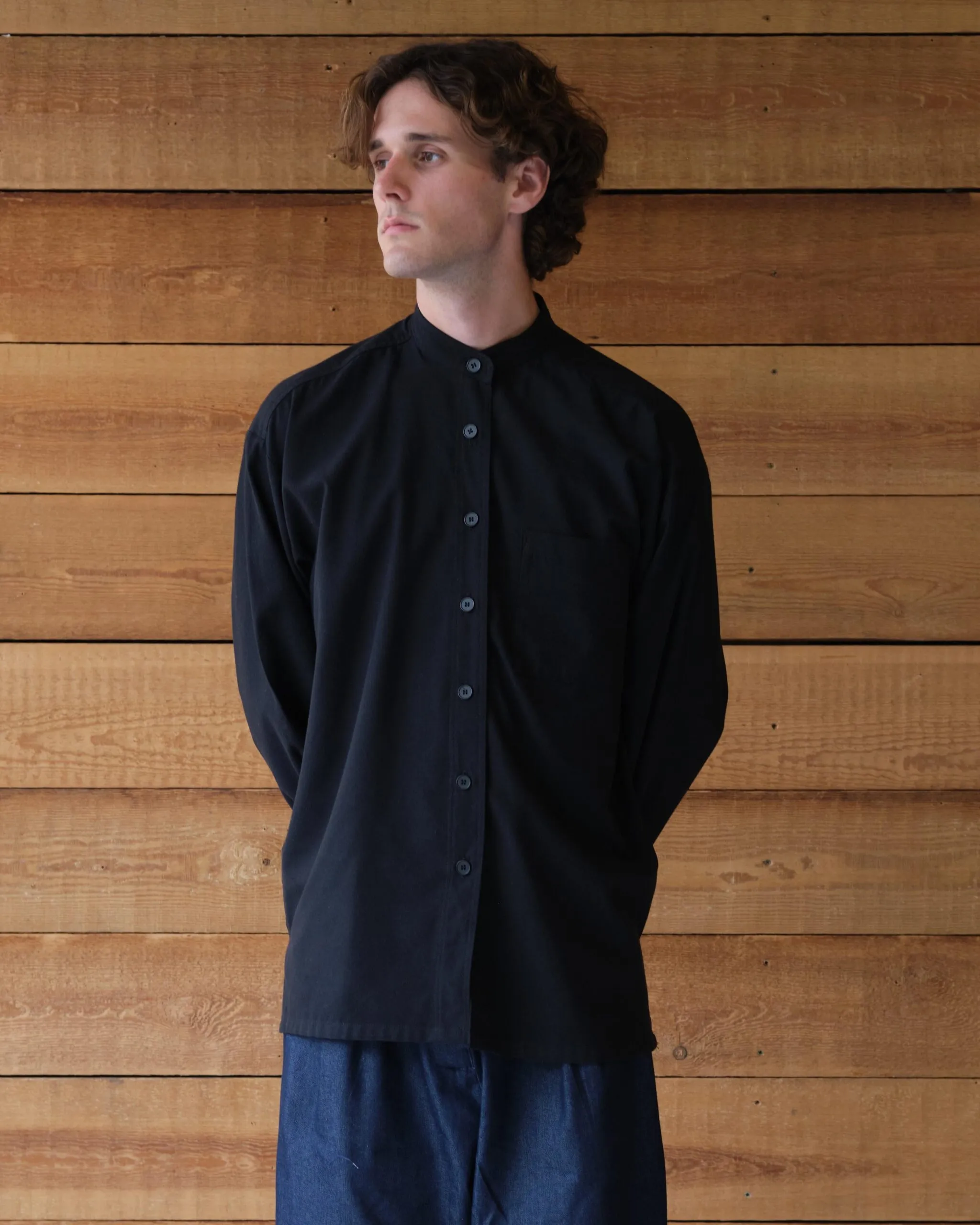 Panza Shirt | Black Handloom Cotton - Image 1