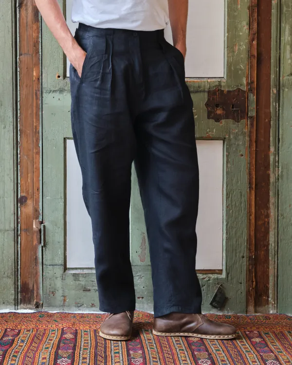 Gardener Trousers | Black Irish Linen