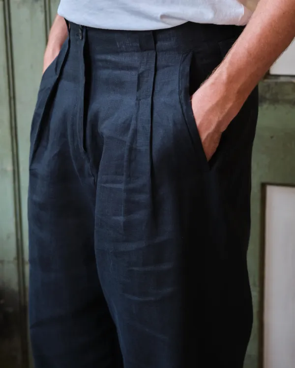 Gardener Trousers | Black Irish Linen