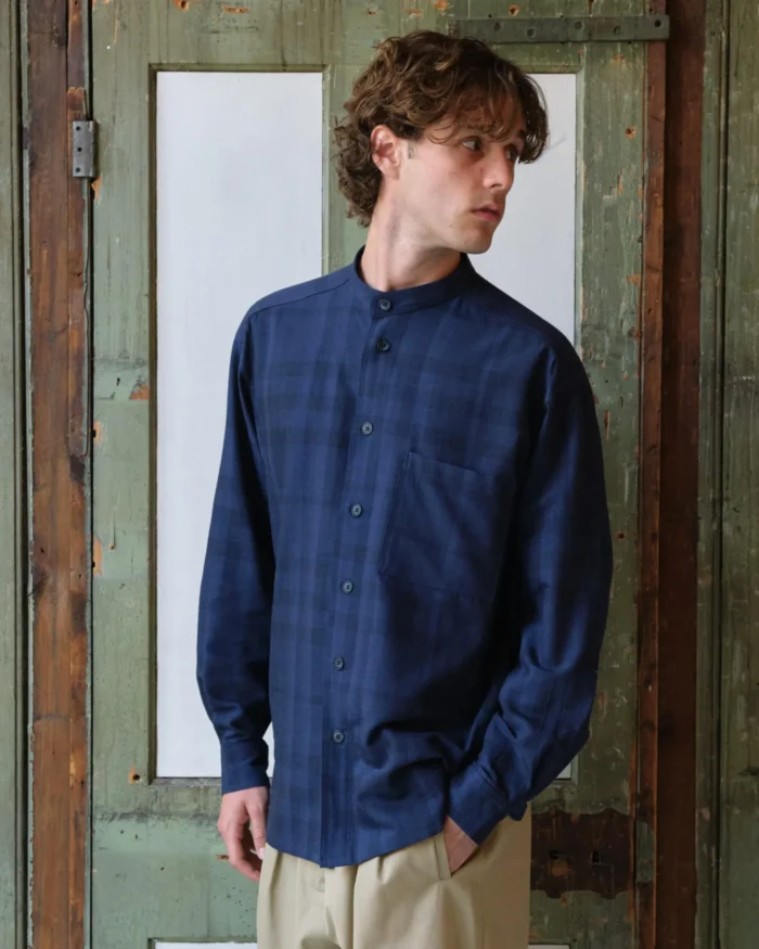 Panza Shirt | Navy Check Wool - Image 1