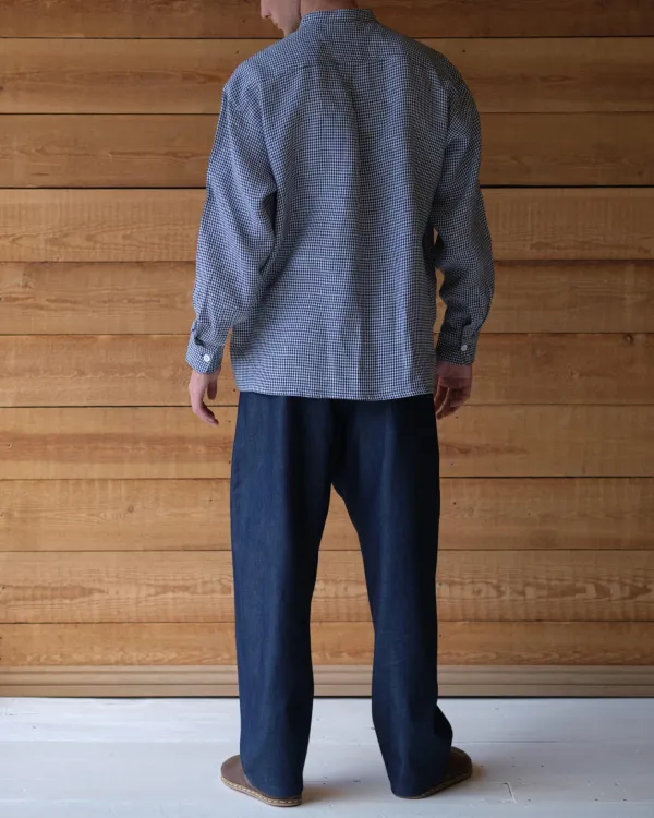 Panza Shirt | Blue & White Gingham Irish Linen