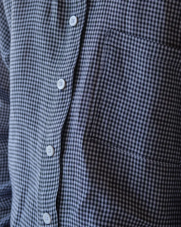 Panza Shirt | Blue & White Gingham Irish Linen