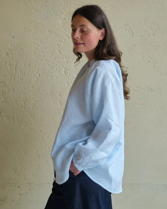 Clementine Blouse | Light Blue Irish Linen - Image 2