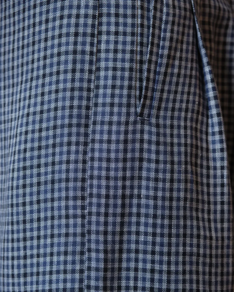 Gardener Trousers | Blue Gingham Linen-wool Blend
