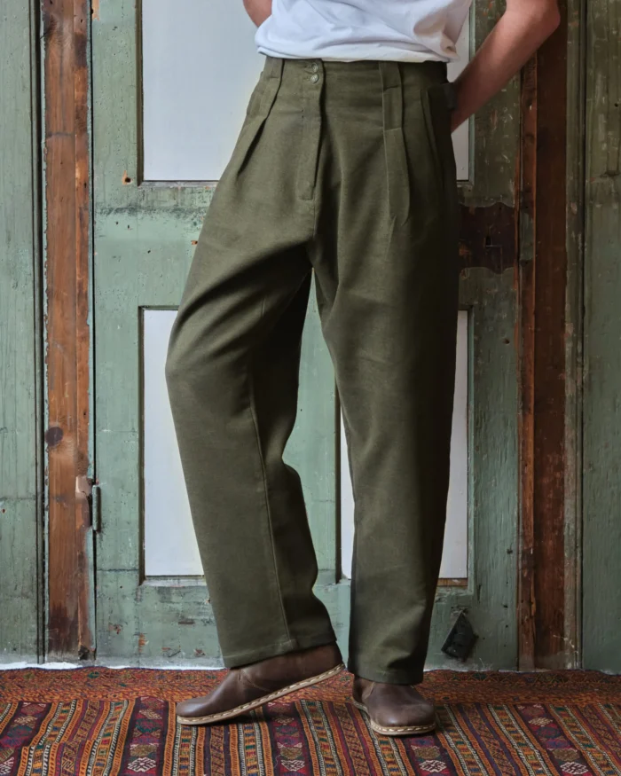 Gardener Trousers | Green Brushed Cotton - Image 1