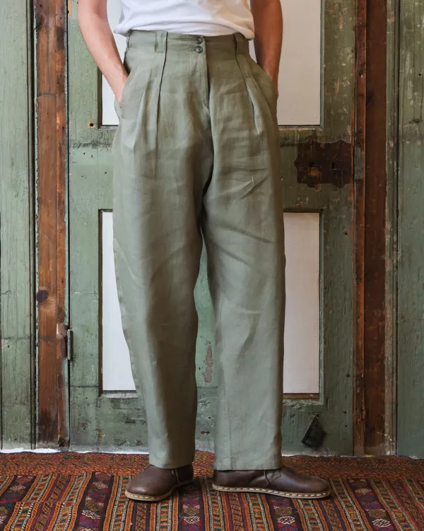 Gardener Trousers | Olive Irish Linen