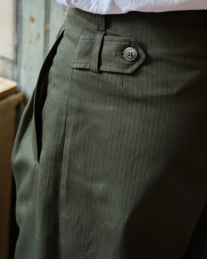 Gardener Trousers | Green Herringbone Cotton - Image 3