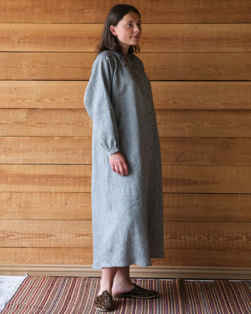 Dorothea Dress | Grey Herringbone Linen
