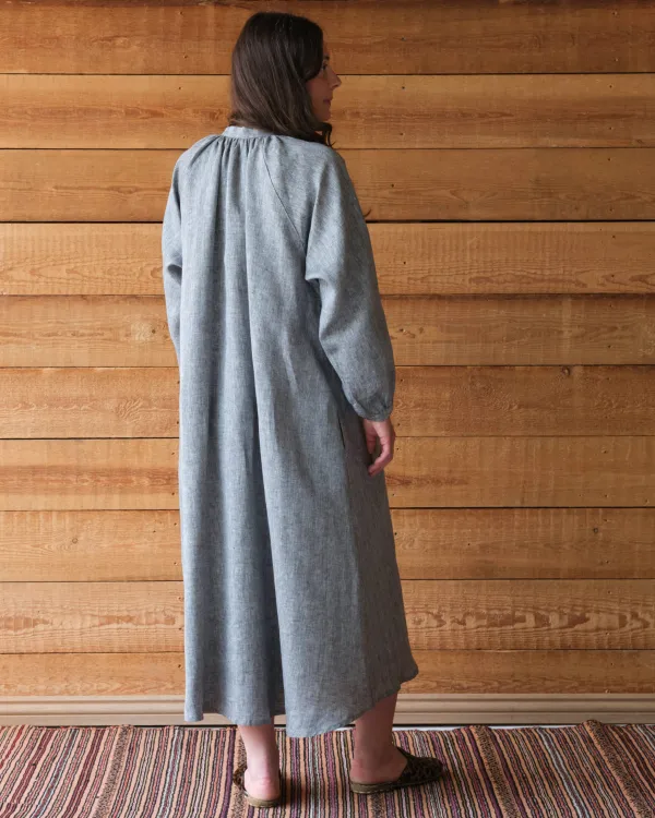 Dorothea Dress | Grey Herringbone Linen