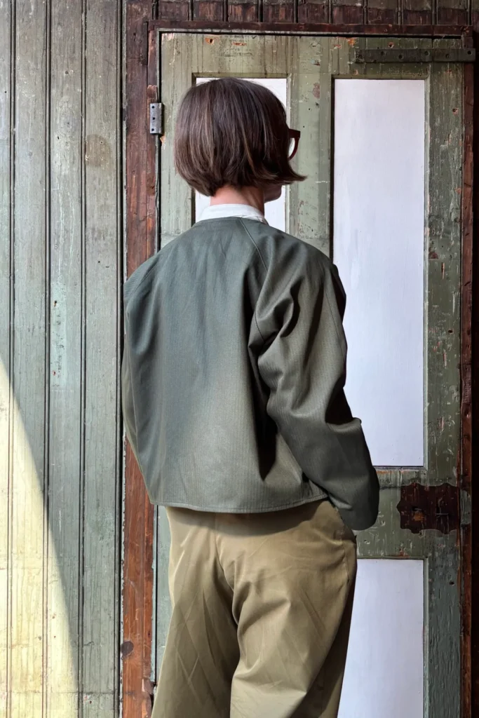 Maria Jacket | Green Herringbone Cotton