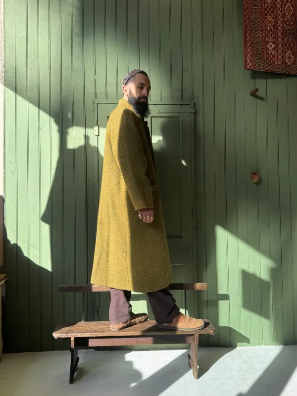 Hansom Overcoat | Mustard Jumbo Donegal Tweed