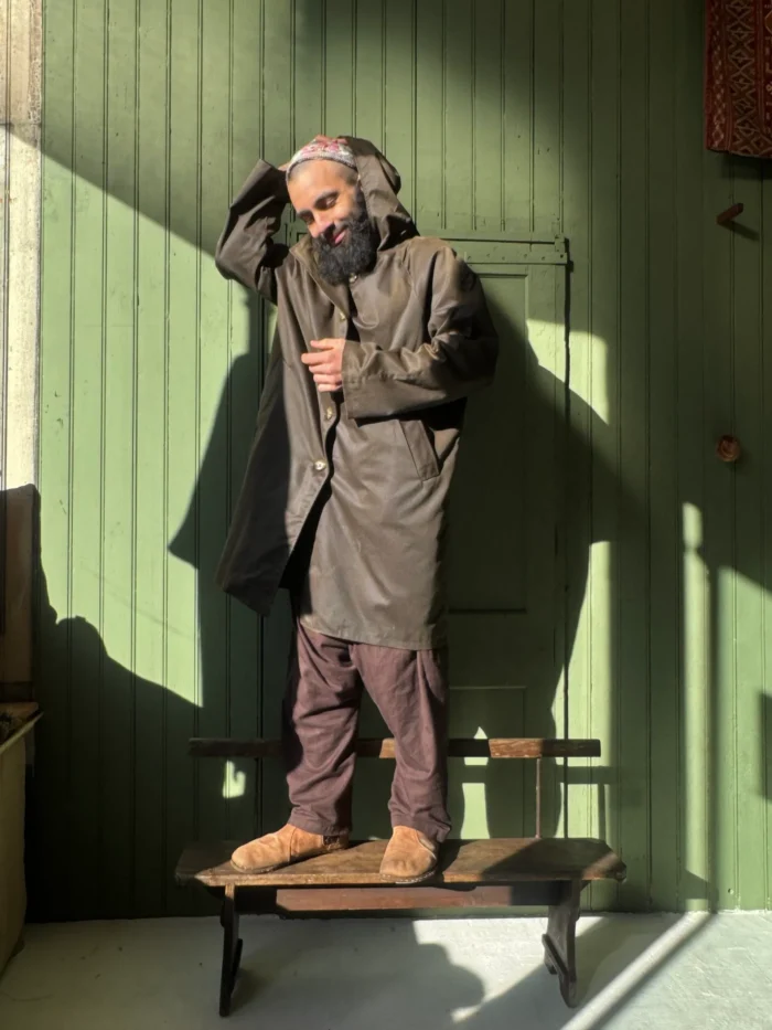 Drover Raincoat | Dark Olive Waxed Cotton - Image 2