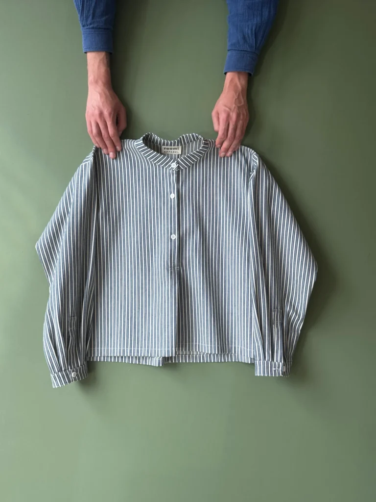 Etta Blouse | Navy & White Striped Denim