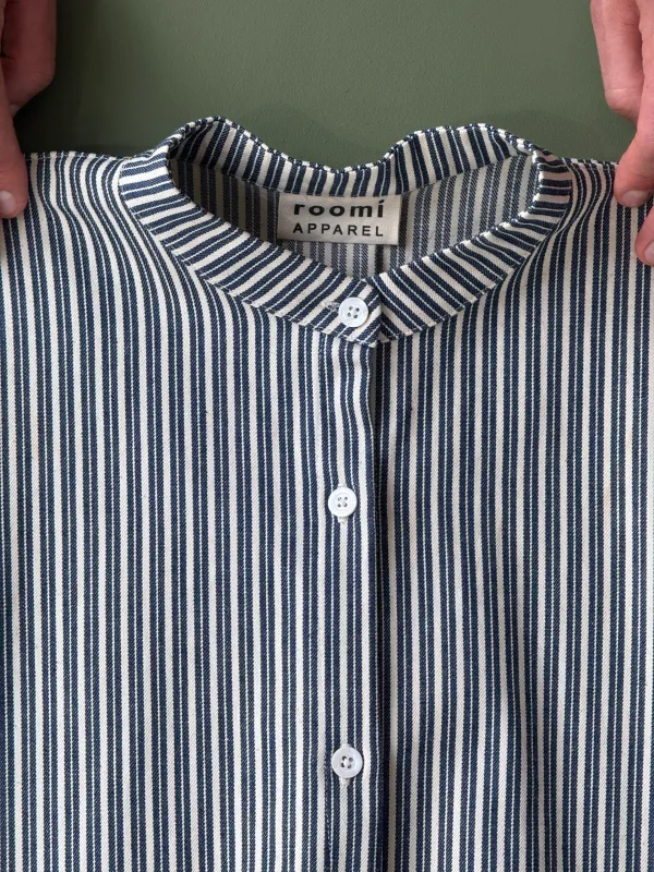 Etta Blouse | Navy & White Striped Denim