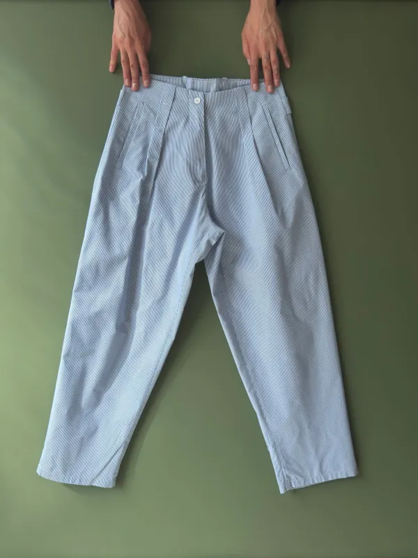 Gardener Trousers | Blue & White Pinstripe Cotton