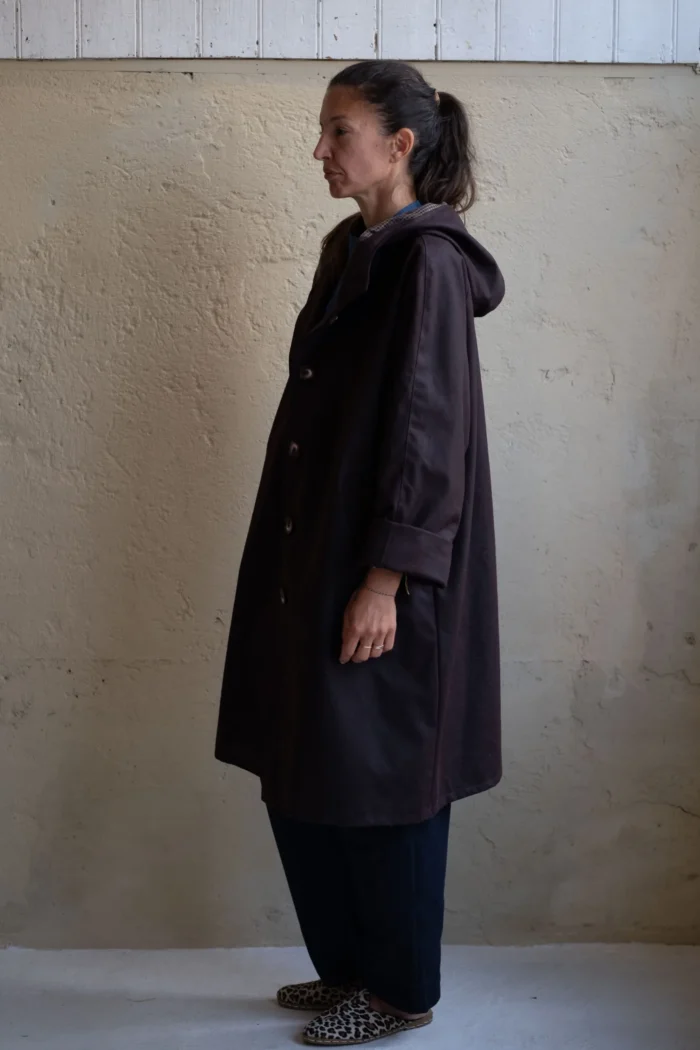 Drover Raincoat | Aubergine Waxed Cotton - Image 2