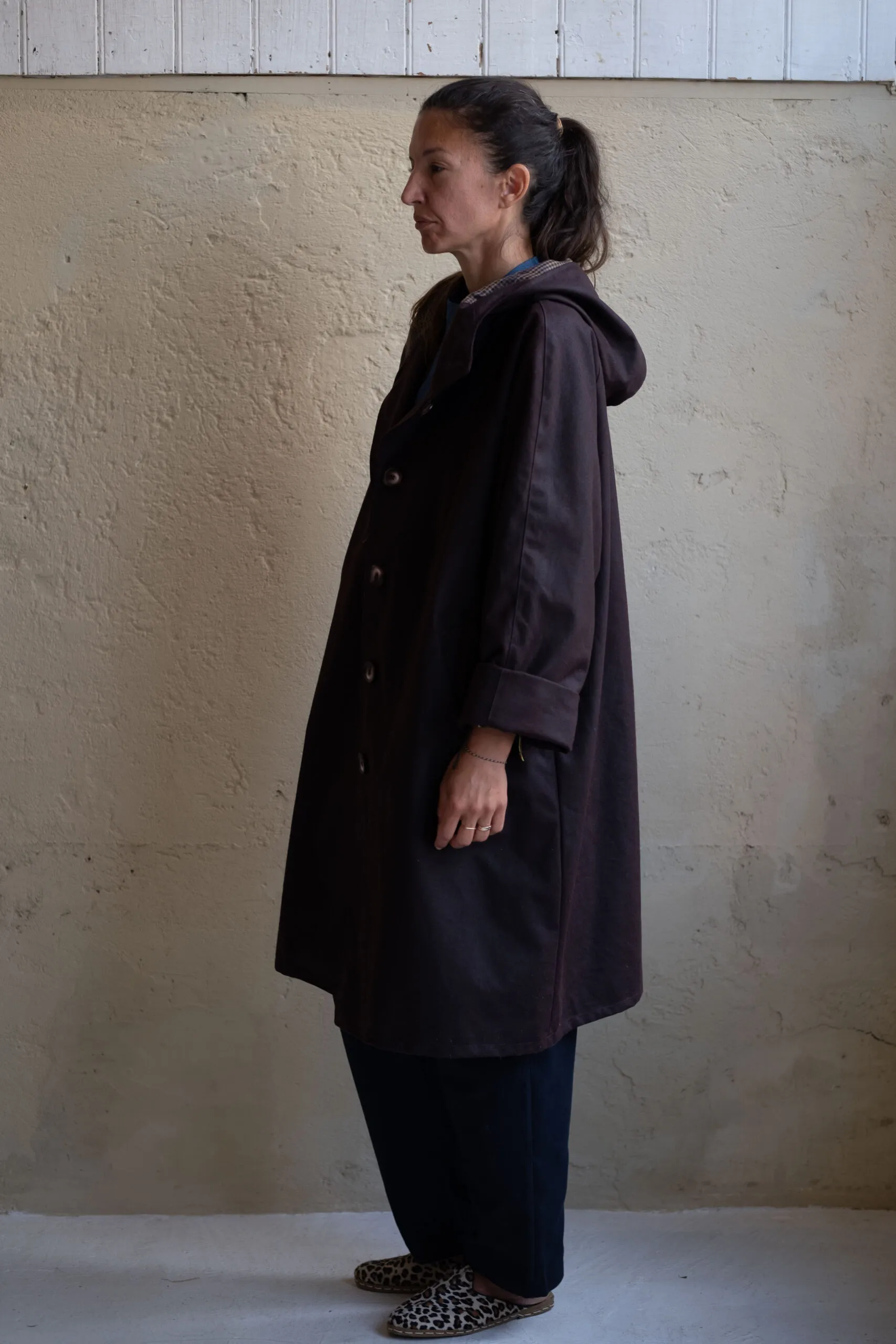 Drover Raincoat | Aubergine Waxed Cotton - Image 2