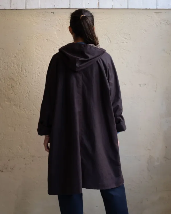 Drover Raincoat | Aubergine Waxed Cotton