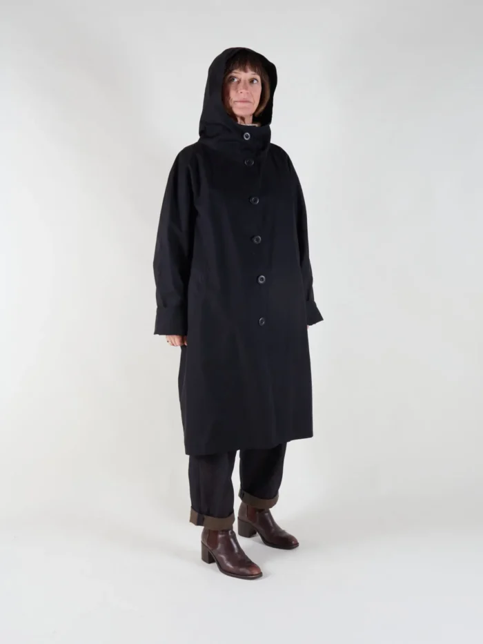 Drover Raincoat | Black Waxed Cotton - Image 1