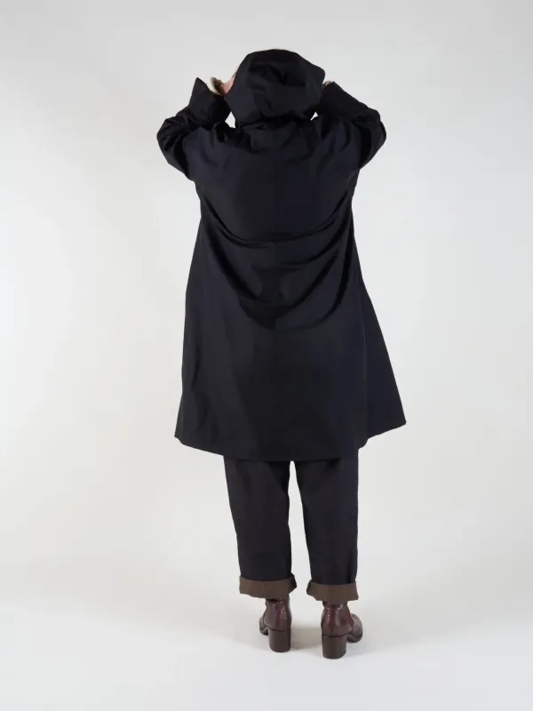 Drover Raincoat | Black Waxed Cotton
