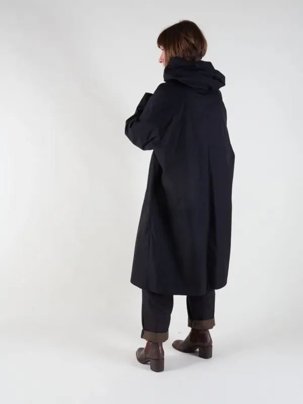 Drover Raincoat | Black Waxed Cotton