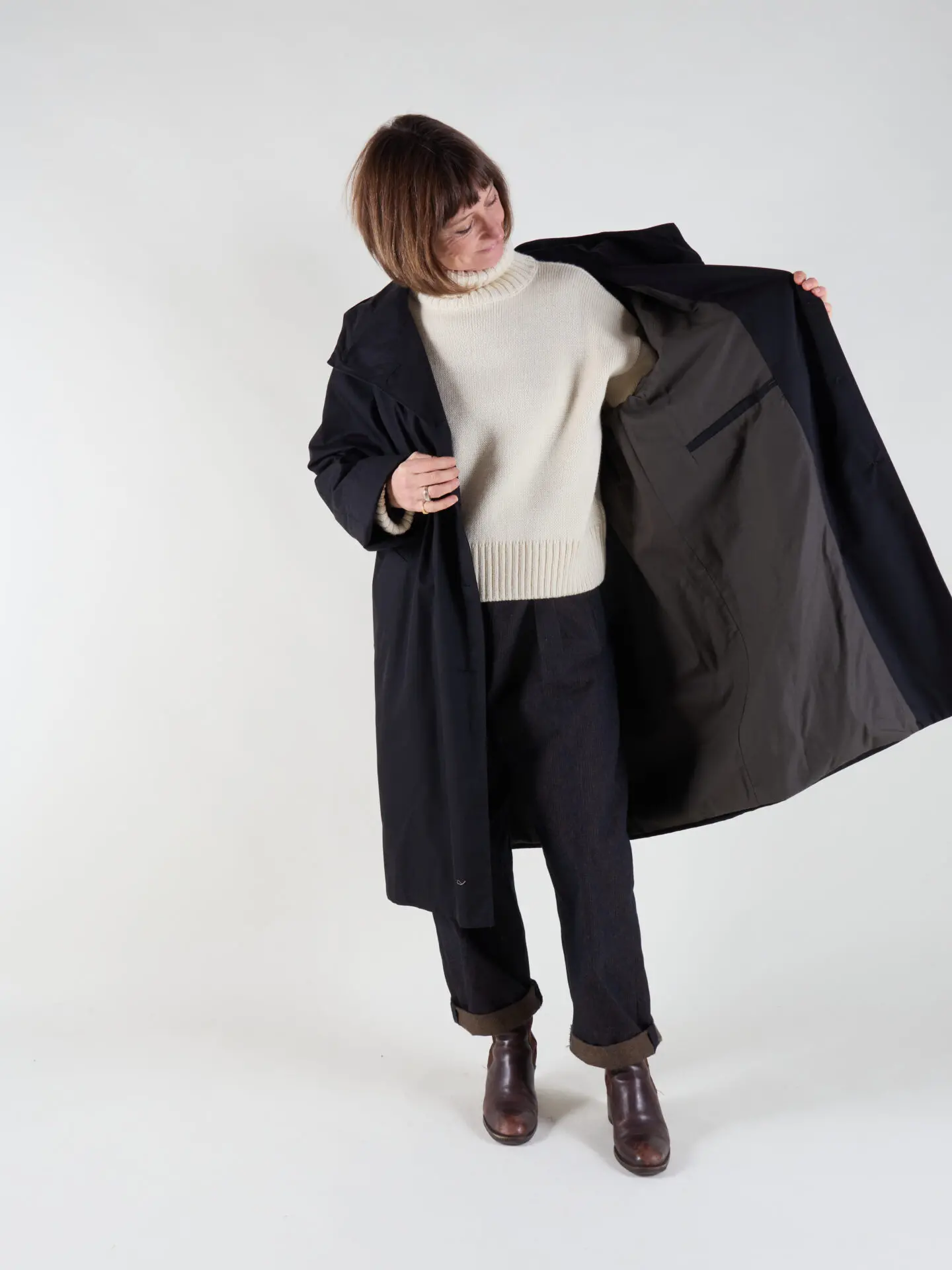 Drover Raincoat | Black Waxed Cotton - Image 6