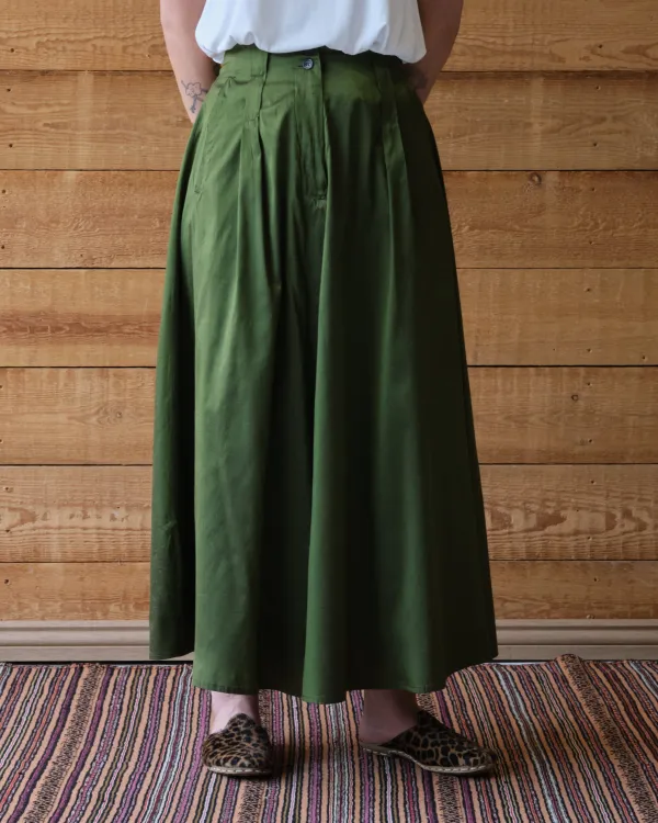 Coralie Skirt | Moss Green Silk