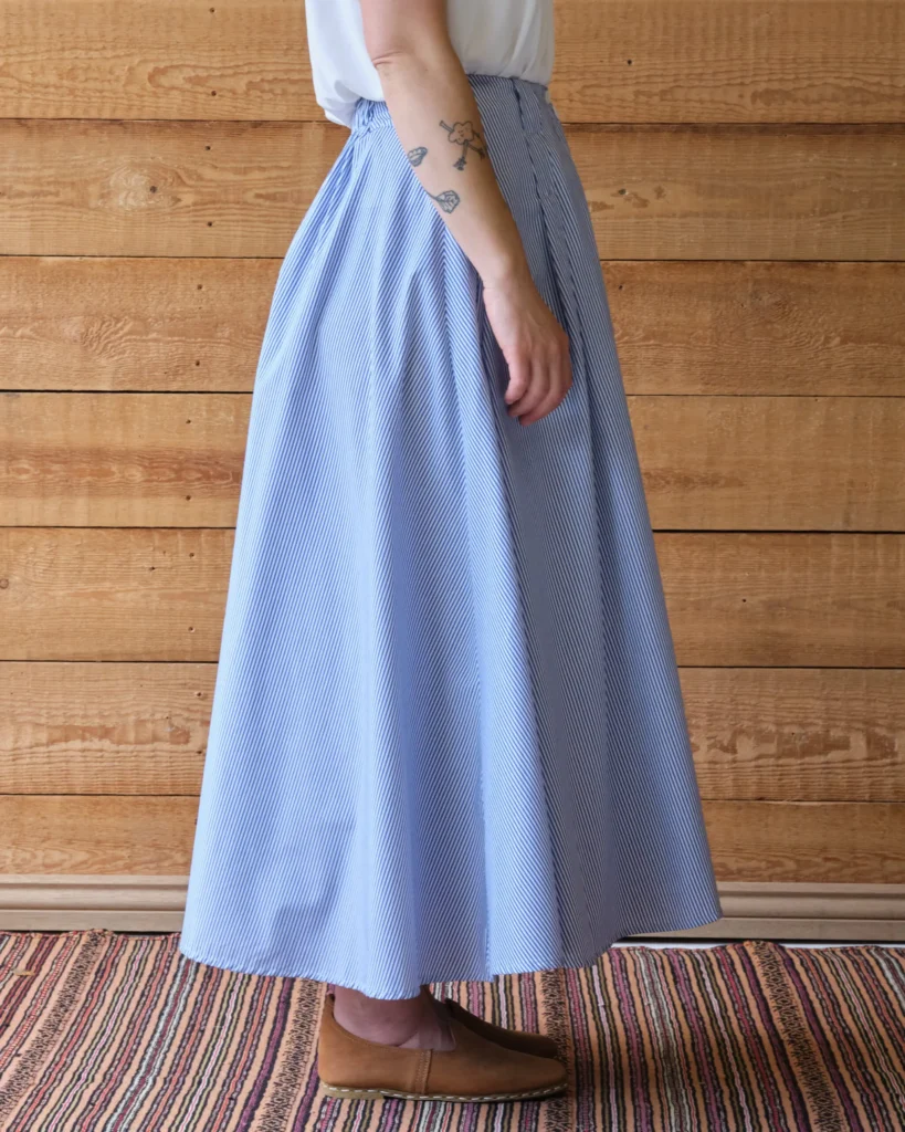 Coralie Skirt | Blue & White Pinstripe Cotton