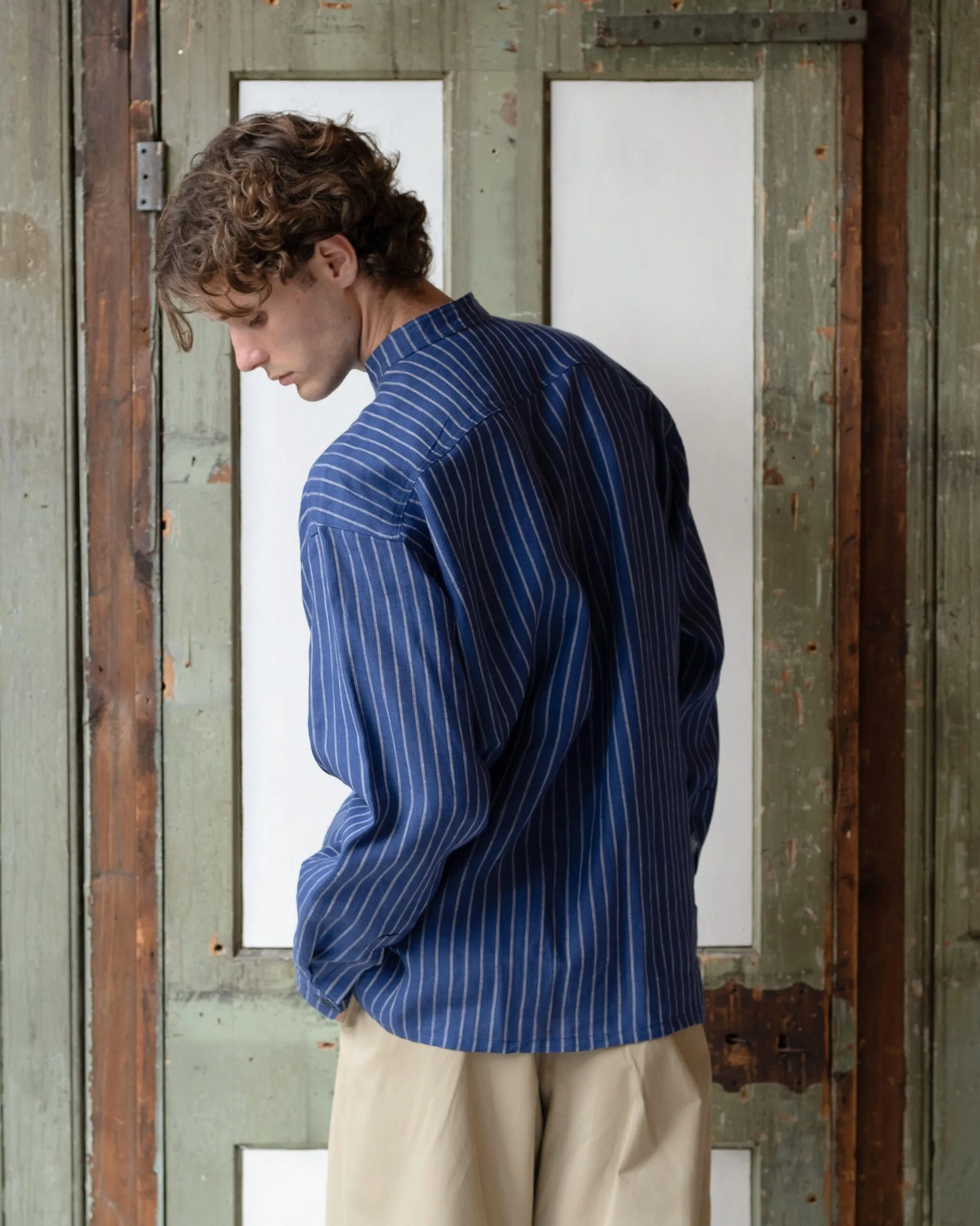 Panza Shirt | Indigo Striped Heavy Cotton - Image 2