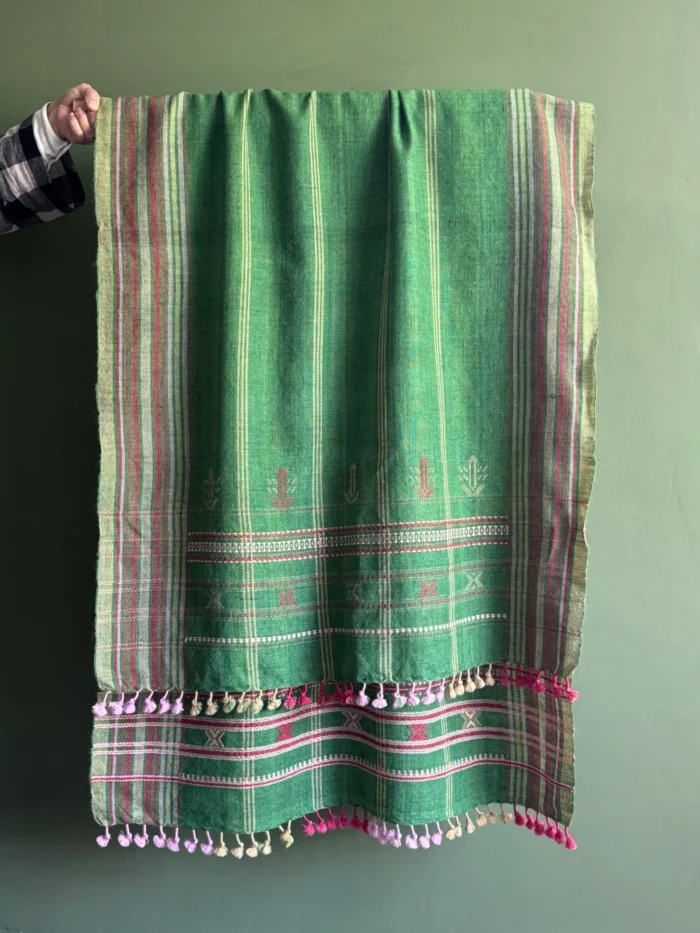 Green Handloom Wool Kutch Throw - Image 1