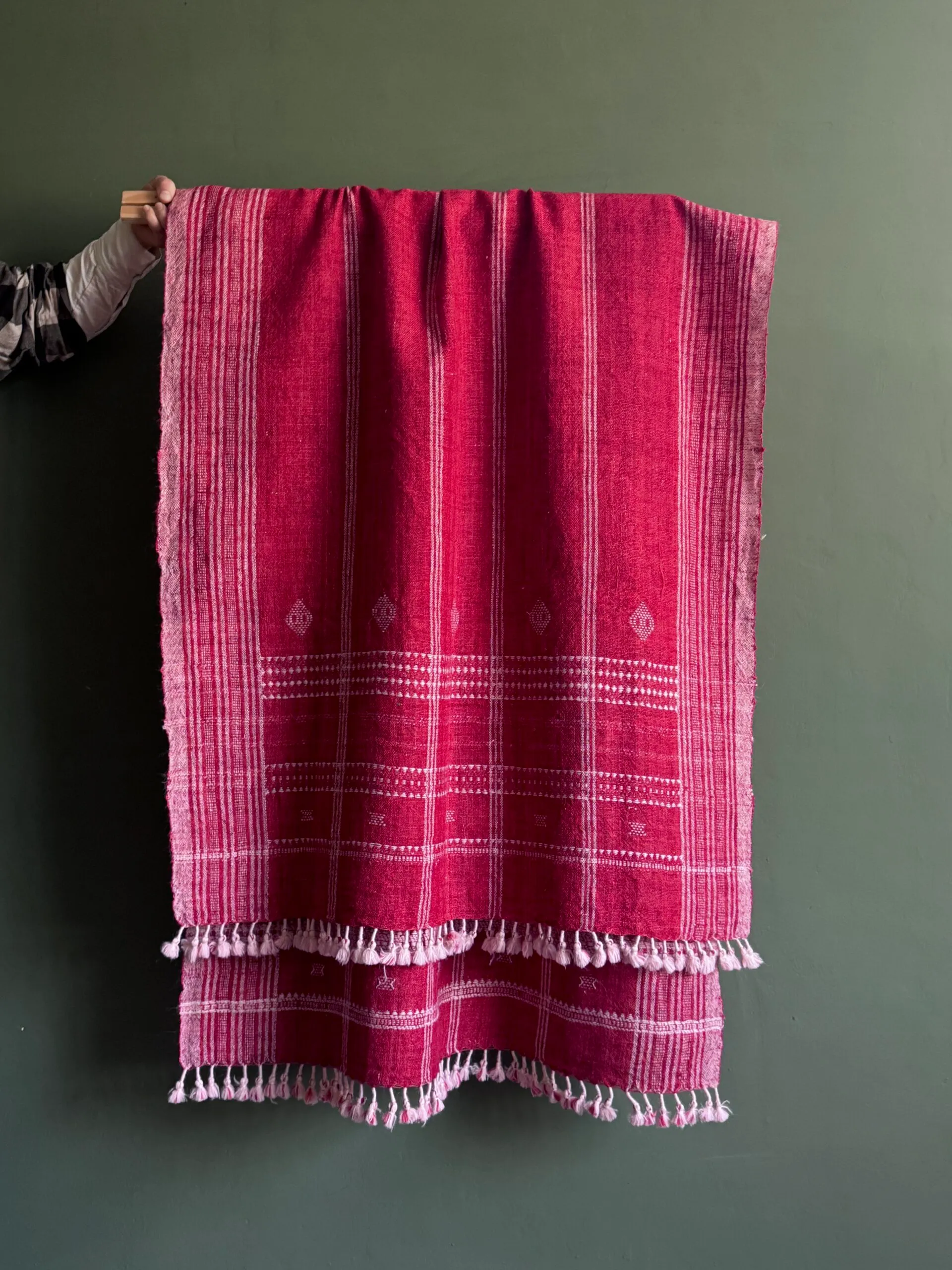 Red Handloom Wool Kutch Throw - Image 1