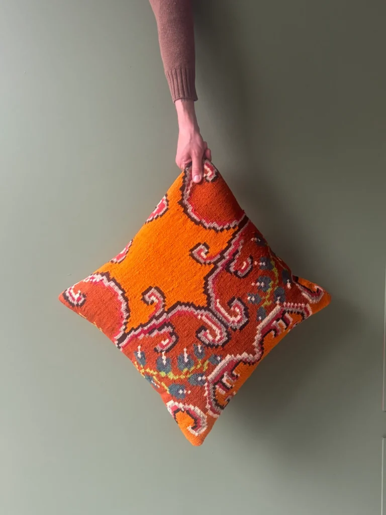Orange Moldovan Kilim Cushion