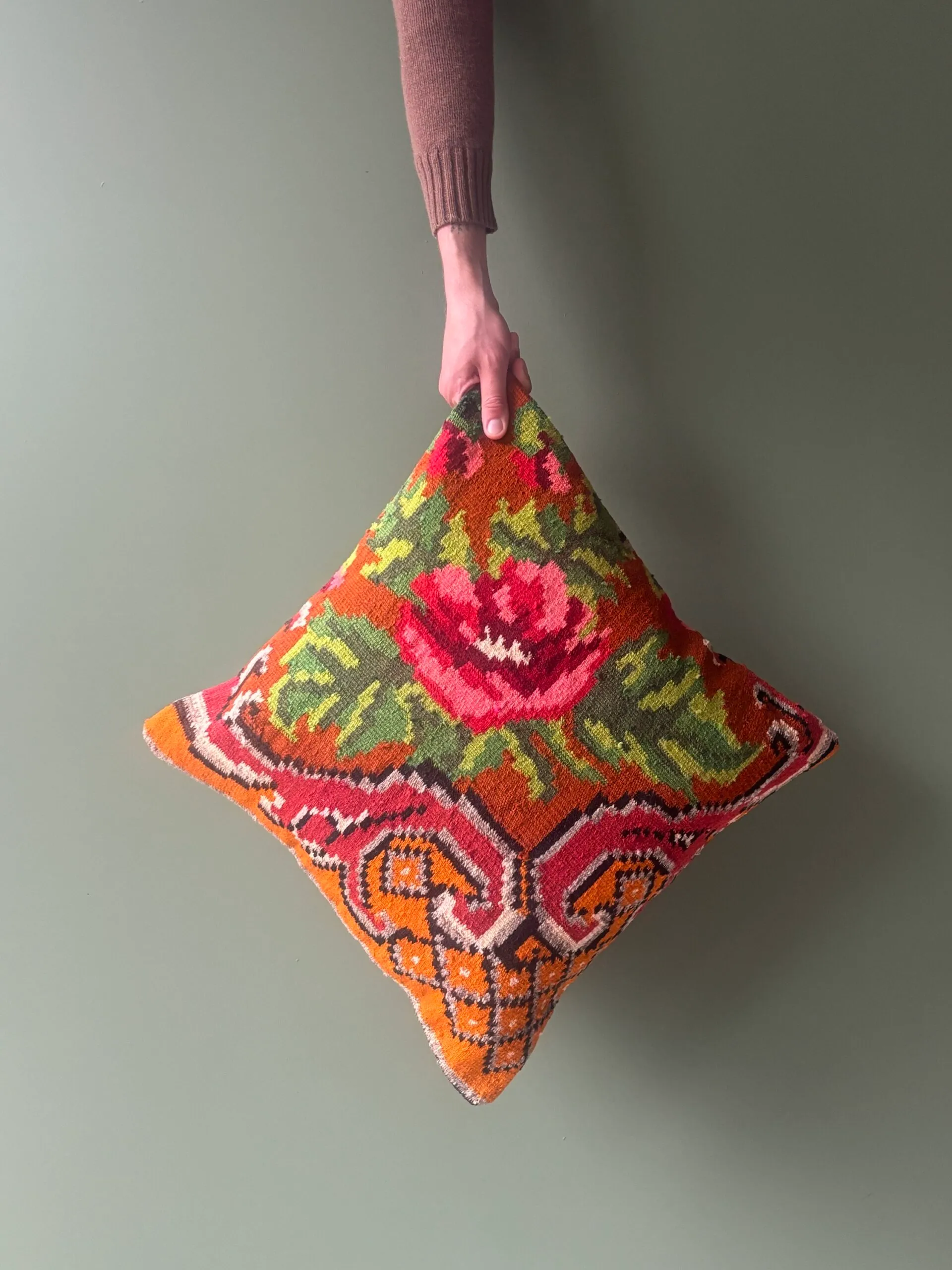 Orange Moldovan Kilim Cushion - Image 1