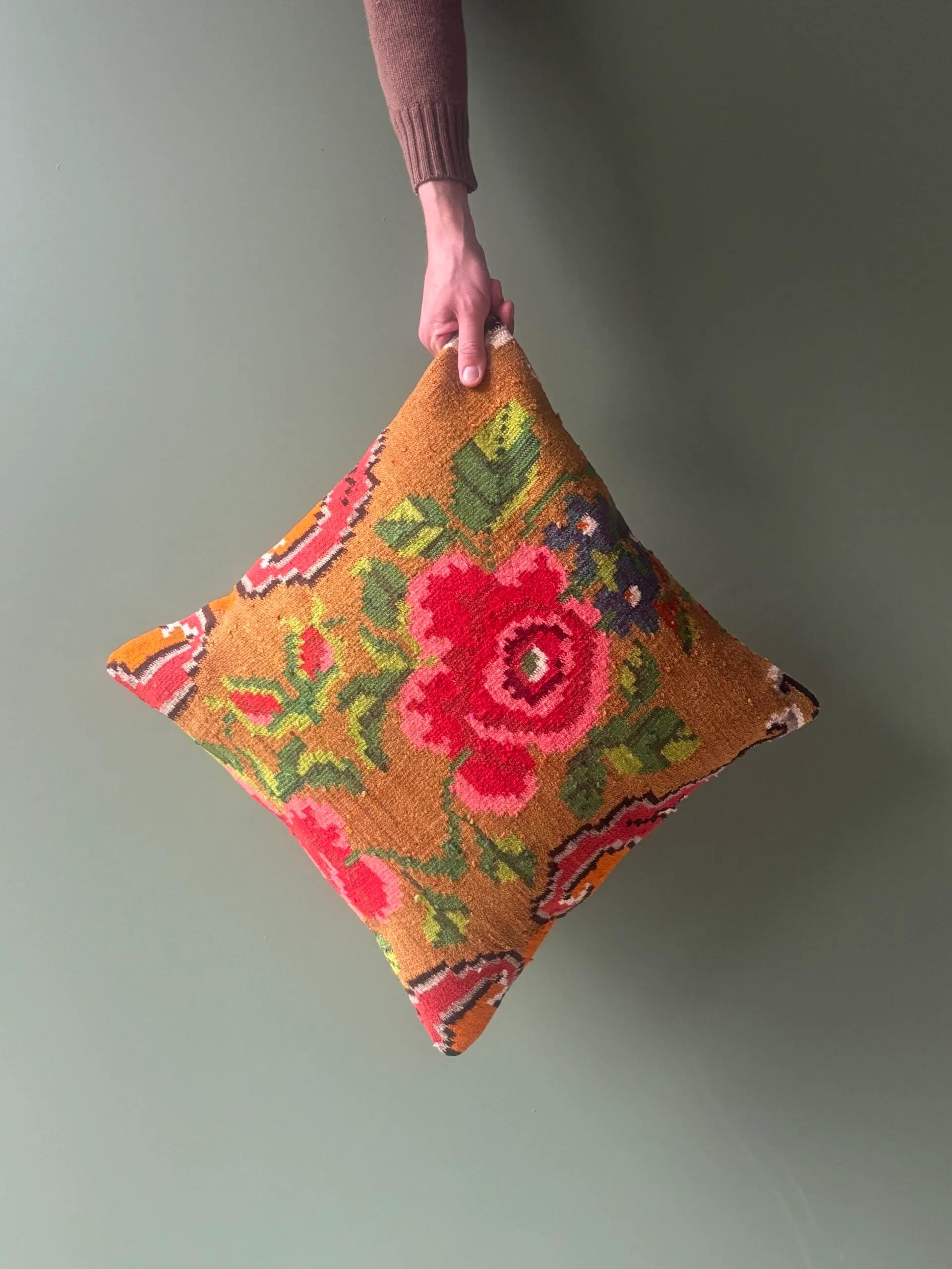 Orange Moldovan Kilim Cushion - Image 5