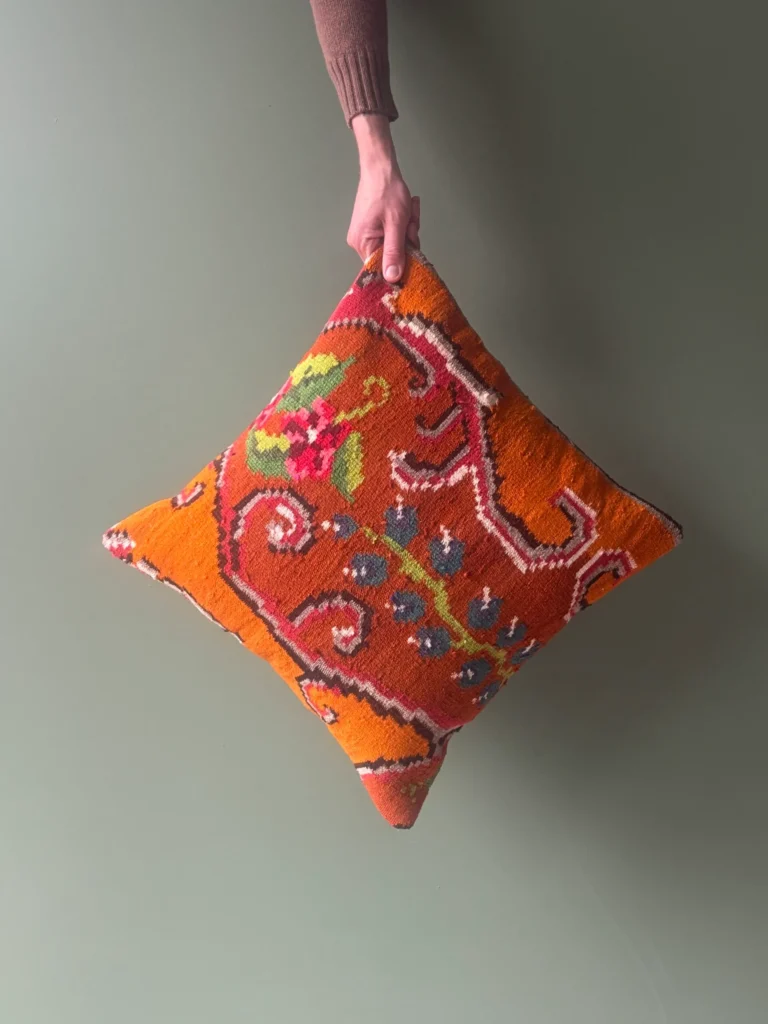 Orange Moldovan Kilim Cushion