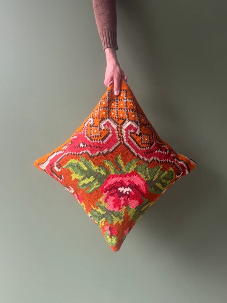 Orange Moldovan Kilim Cushion