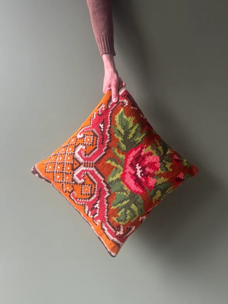 Orange Moldovan Kilim Cushion