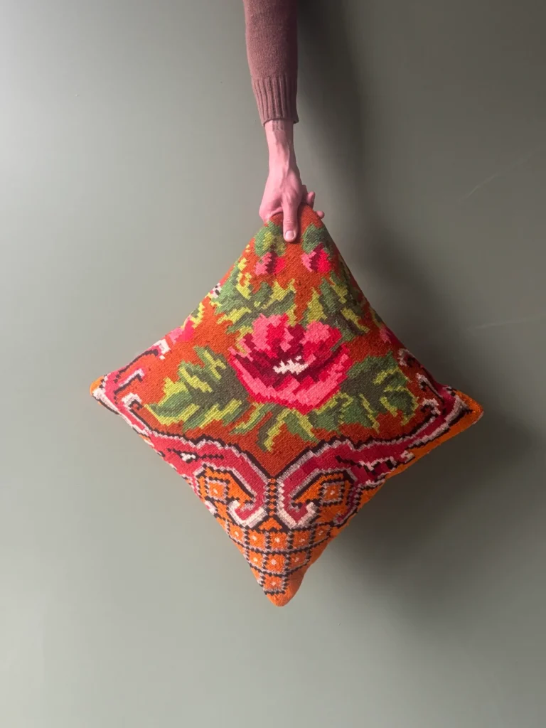 Orange Moldovan Kilim Cushion