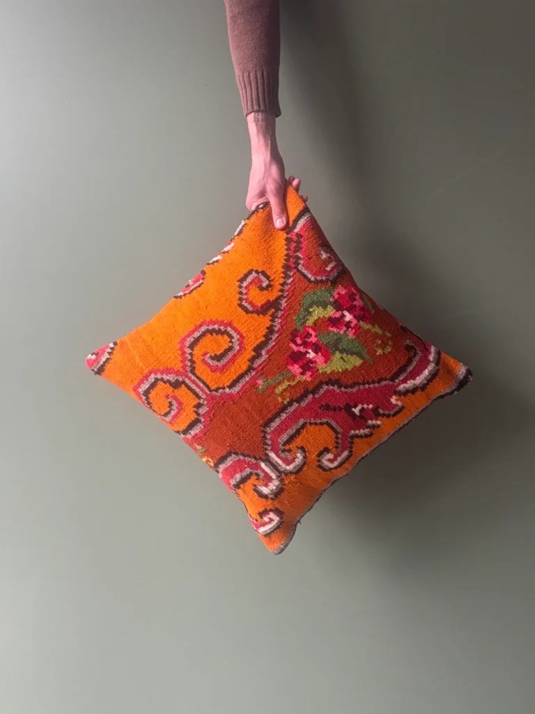 Orange Moldovan Kilim Cushion