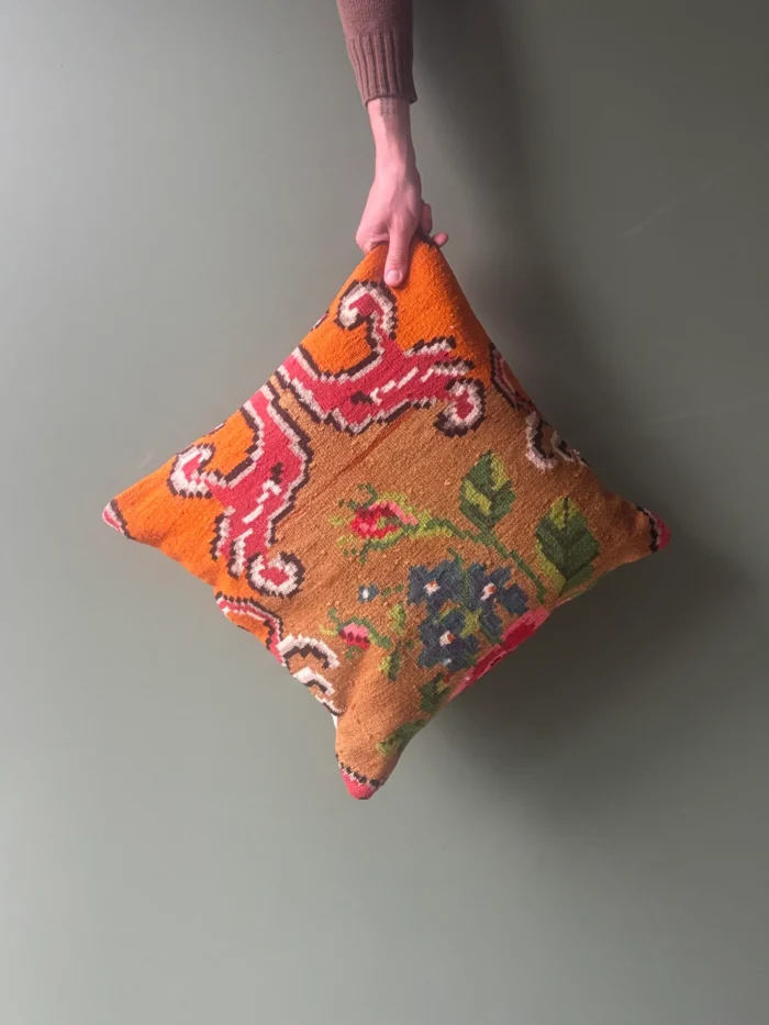 Orange Moldovan Kilim Cushion - Image 11