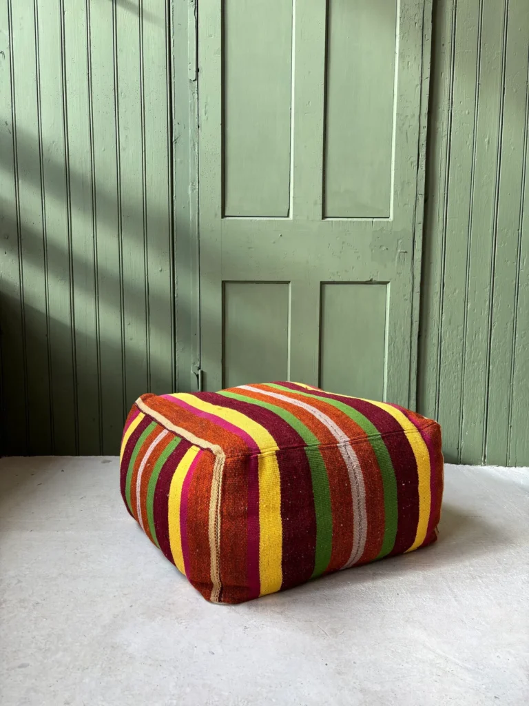 Stripped Vintage Kilim Pouffe