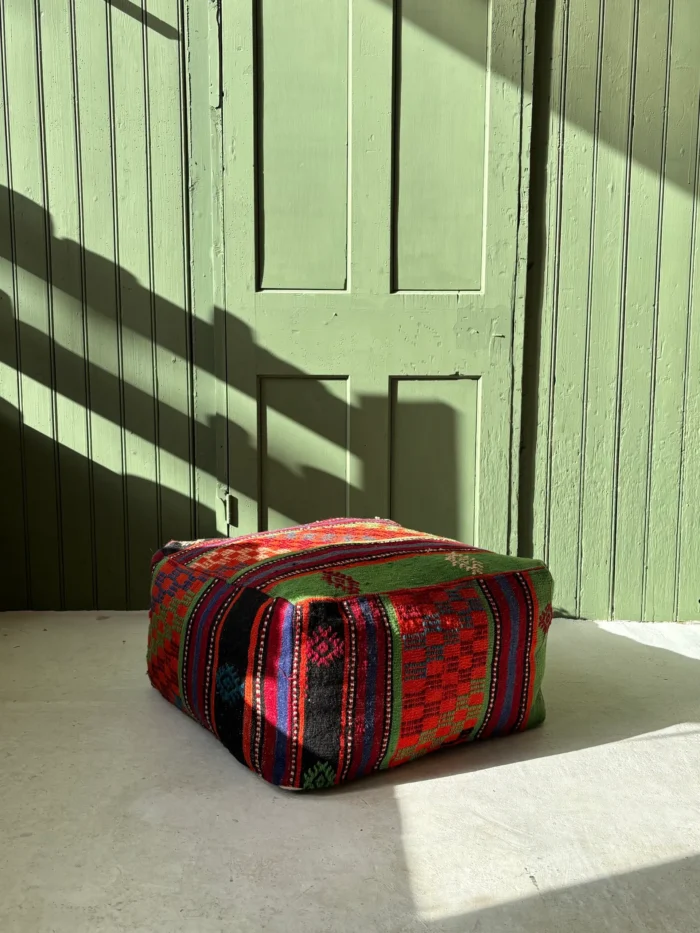 Red Vintage Kilim Pouffe - Image 2