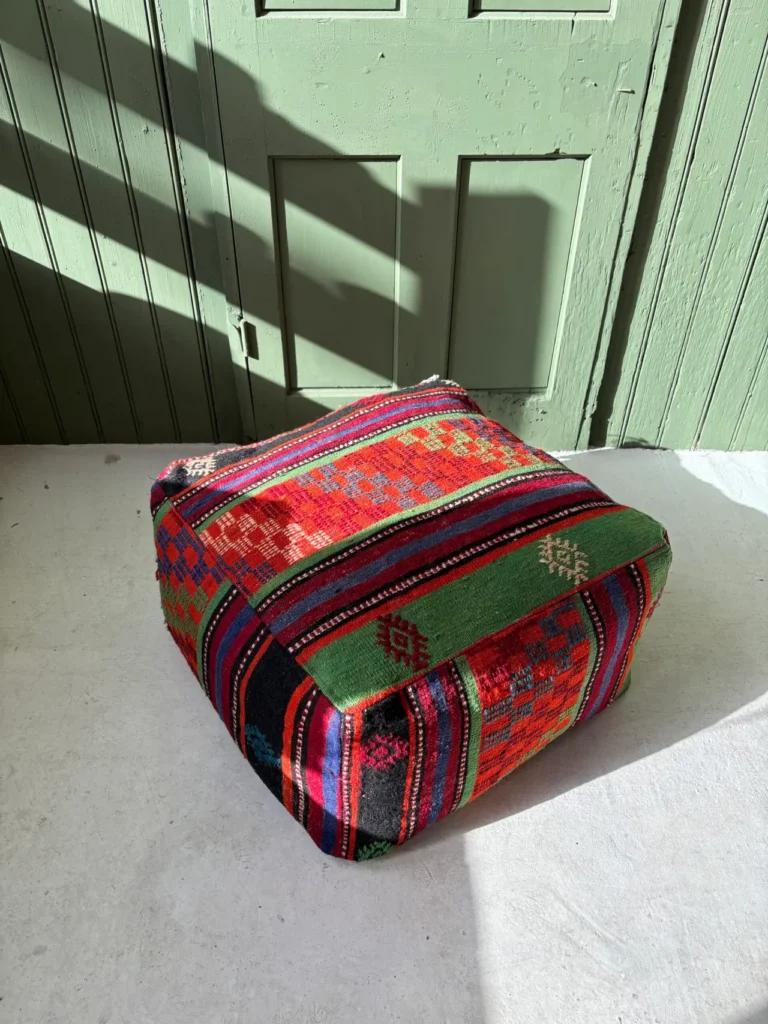 Red Vintage Kilim Pouffe